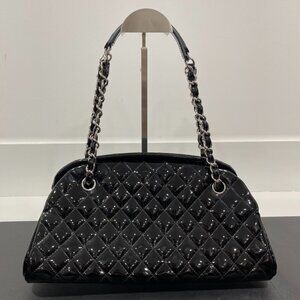 Chanel  Patent Quilted Medium Just Mademoiselle Bowling Bag Black